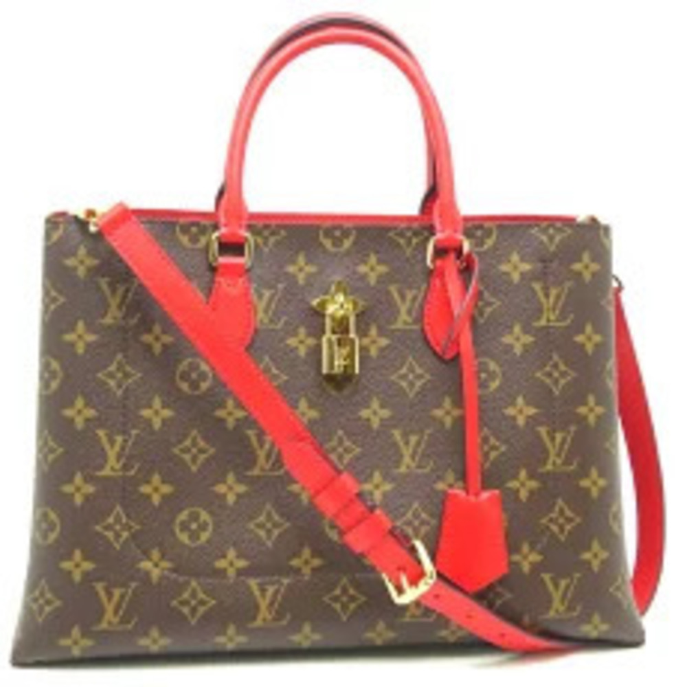 Louis Vuitton Flower Tote Handbag Monogram Coquelicot Red